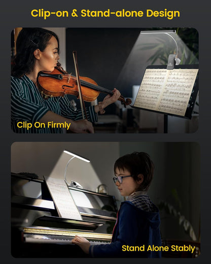 Glocusent Rechargeable Music Stand Light,11.2” Wide Clip On Light for Piano | 57 LED Piano Light, 3 Colors & 5 Brightness Piano Lamp,140Hrs Runtime, For Musician/Piano Player/Sheet Music/orchestra
