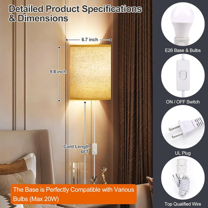 Battery Operated Rechargeable Wall Sconce Set of Two with 10000mAh Battery