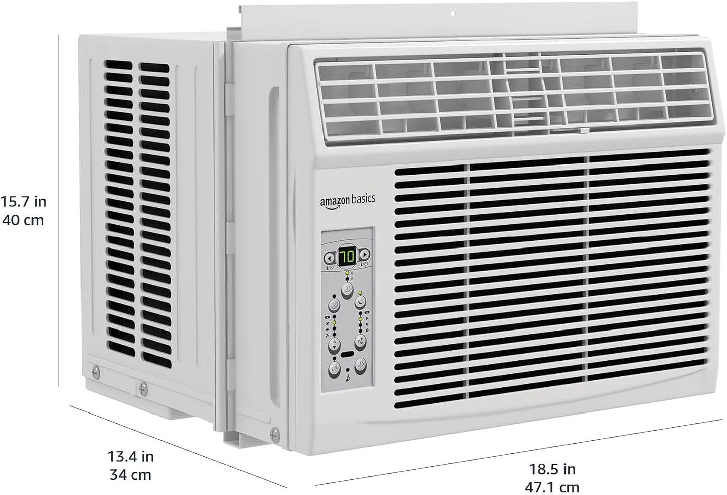 Amazon Basics 5000-BTU Window Air Conditioner with Quiet Operation, Up to 150 Sqf, Cool and Fan Functions, Washable Filter, Adjustable Window Kit, Intuitive Mechanical Controls, for Small Room, White