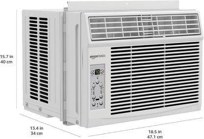 Amazon Basics 5000-BTU Window Air Conditioner with Quiet Operation, Up to 150 Sqf, Cool and Fan Functions, Washable Filter, Adjustable Window Kit, Intuitive Mechanical Controls, for Small Room, White