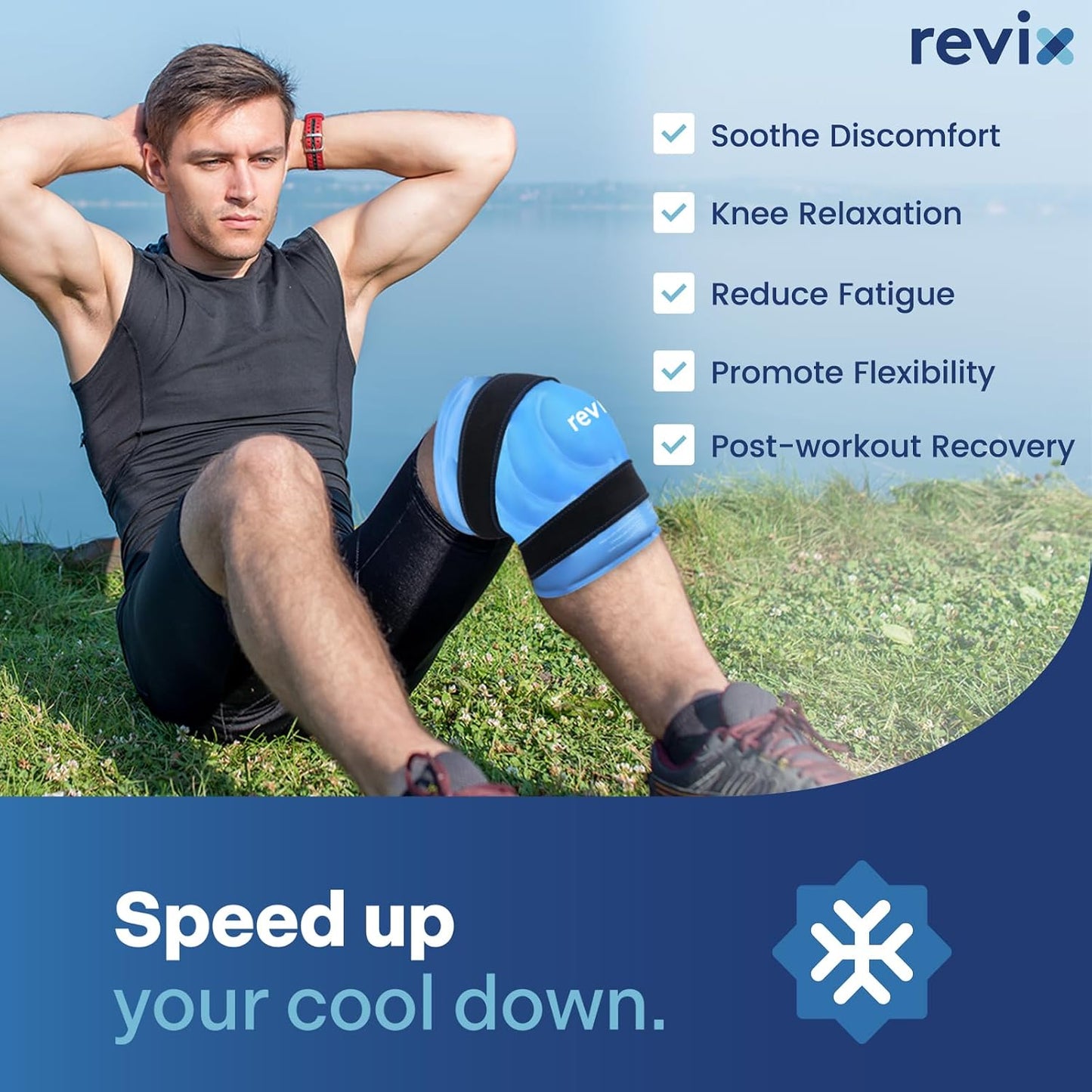 REVIX XL Knee Ice Wrap Around Entire Knee, Gel Ice Pack for Muscle Ache, Cold Pack to Reduce Discomfort and Promote Flexibility, Soft Plush Linings, Purple
