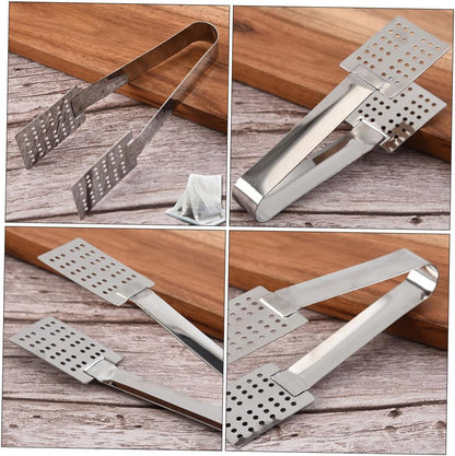 Luxshiny Tea Bag Clamp Set of 2 Stainless Steel Tea Bag Squeezer Tongs with Strainer and Solid Side Multipurpose Clips for Kitchen Ice Cubes Dishwasher Safe 5.51 X 1.57 X 0.78 in