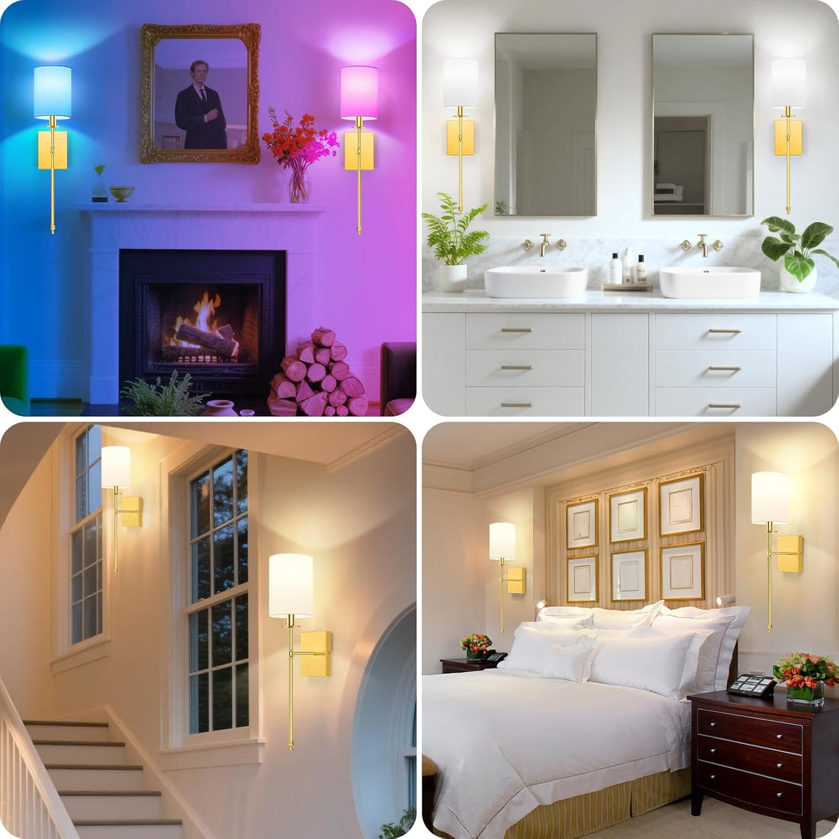 Battery Operated Wall Sconces Set of 2, Rechargeable Sconces with Remote