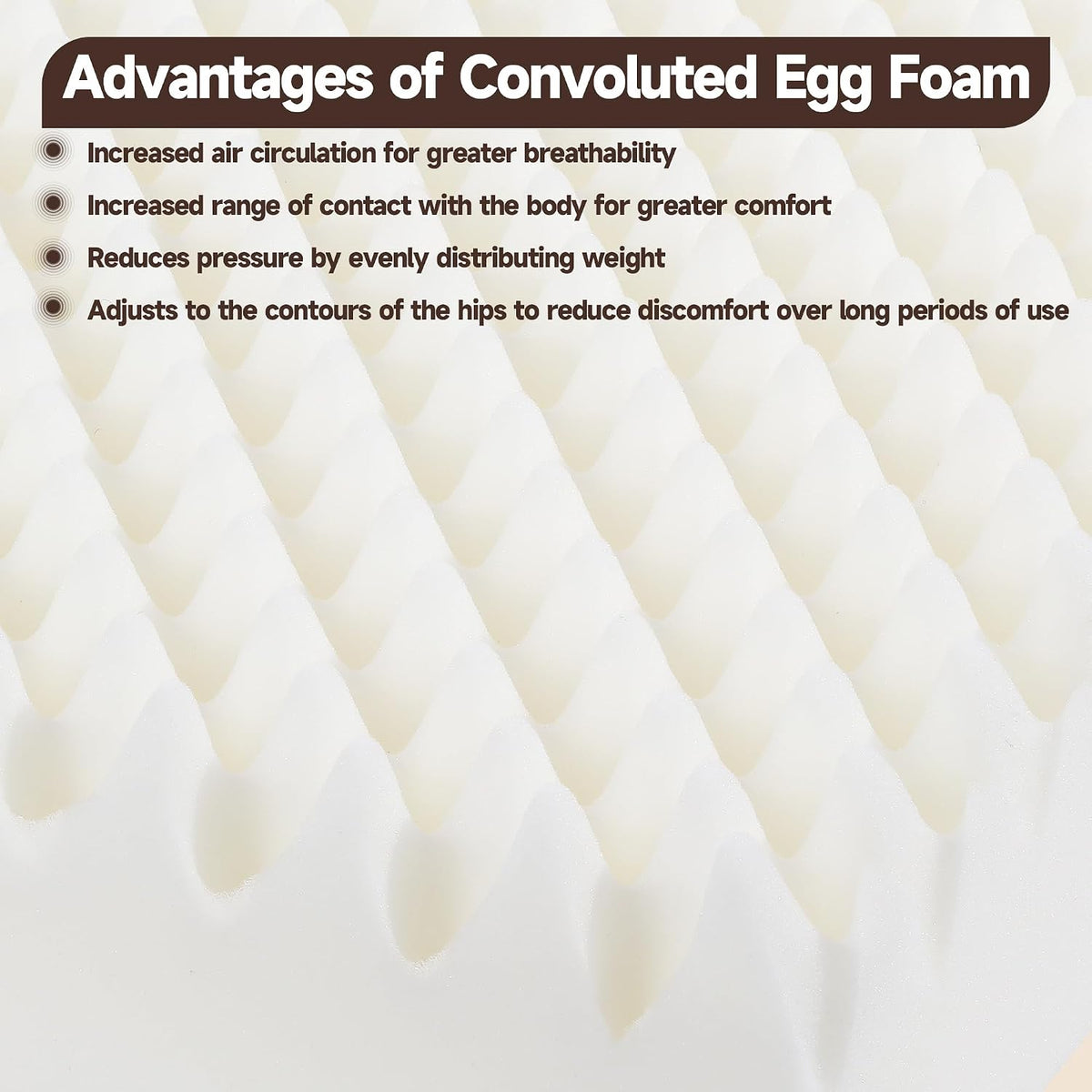 HOMBYS Egg Shaped Foam Recliner Chair Cushion for Elderly, 20×20×5inch Thicken & Extra Large Seat Cushion Cahir Pad for Couch, Armchair, Wheelchair for Easy to Reduce Hip & Lumbar Pain, Black