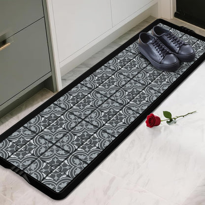 BEHERO Boot Tray Shoe Mat, Rubber Shoe Matt Tray Indoor/Outdoor Use, 16" x27.5" Shoe Cleaning Mat Non-Slip with Raised Edge for Entryways, Decks, and Patios (Black)