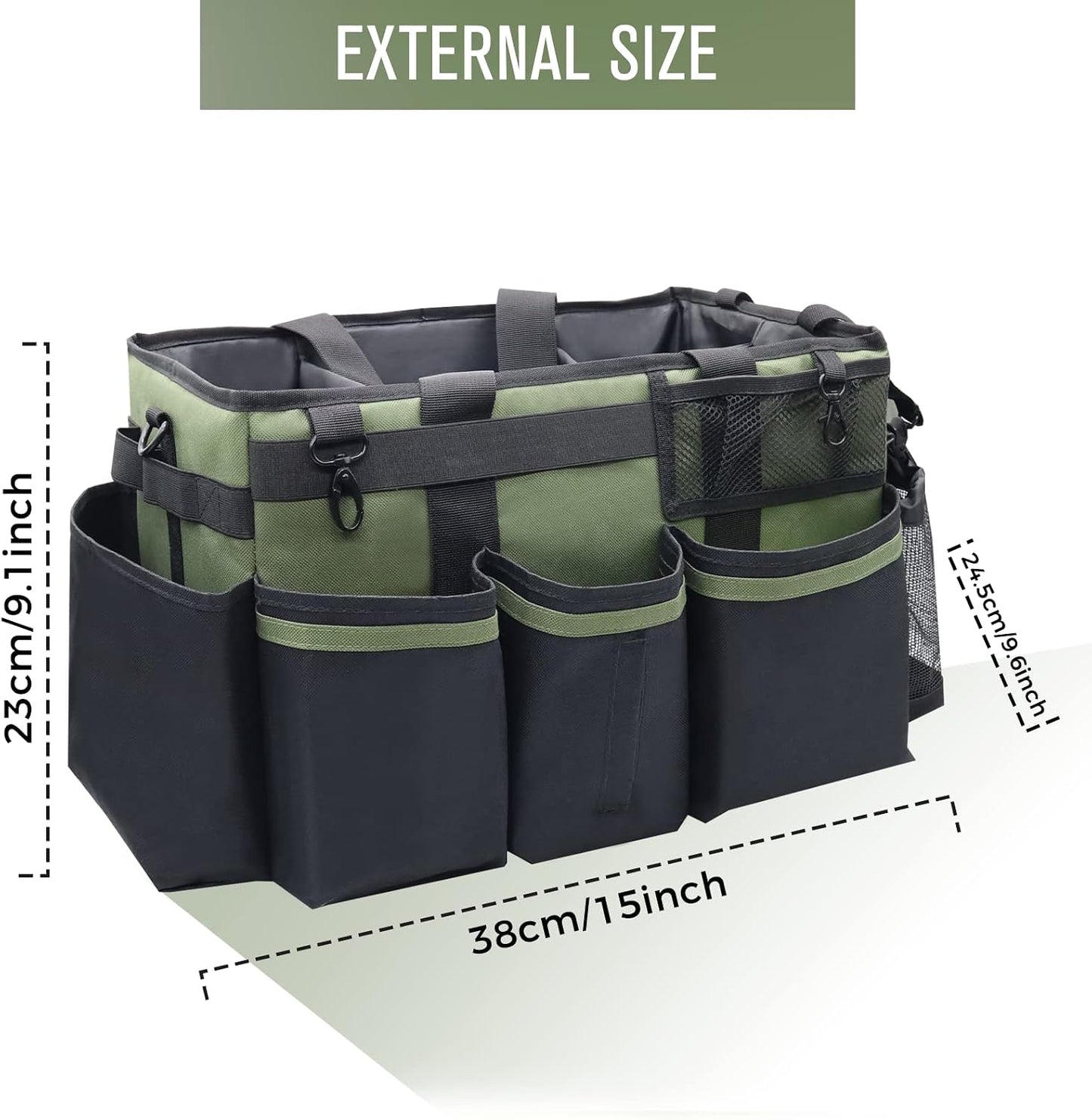 SCAVATA Wearable Cleaning Caddy, Cleaning Caddy Supplies Organizer with Handle & Shoulder Straps for Housekeepers, Under Sink & Car Cleaning Tool Organizers Bag with 4 Foldable Divider (NavyBlue)