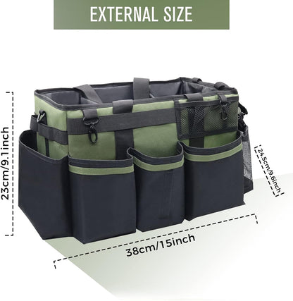 SCAVATA Wearable Cleaning Caddy, Cleaning Caddy Supplies Organizer with Handle & Shoulder Straps for Housekeepers, Under Sink & Car Cleaning Tool Organizers Bag with 4 Foldable Divider (NavyBlue)