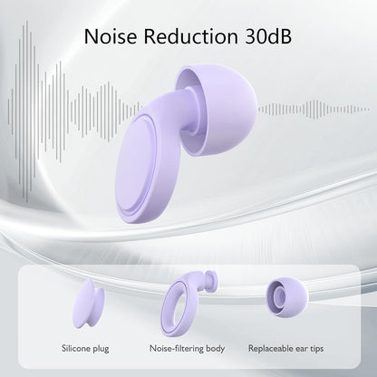 Jayine 2 Pairs Ear Plugs for Sleeping, Soft Full Silicone Ear Plugs for Noise Reduction 25dB, Reusable Hearing Protection Earplugs for Concert, Focus, Noise Sensitivity, 8 Ear Tips in S/M/L - Purple