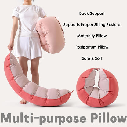 Peallow(Pat. Pend) – Long Round Body Pillow for Adults, Bolster Pillow for Sleeping, Soft and Supportive Pillow for Sleeping & Lumbar Support (Green-White, 29.5")