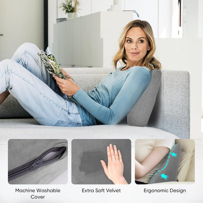 Lumbar Support Pillow for Recliner and Couch, Ergonomic Back Support Pillow | Dual-Layer Memory Foam, Soft Velvet Cover, Lower Back Pain Relief, Back Cushions for Recliner, Sofa & Gaming Chair