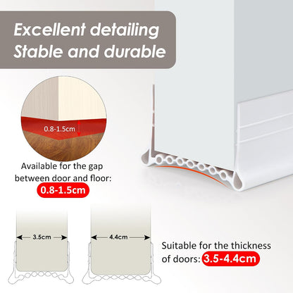 Under Door Draft Stopper - Strong Adhesive Seal Blocker, Soundproof Sweep, Weather Stripping, Noise Insulator for Bottom of Doors