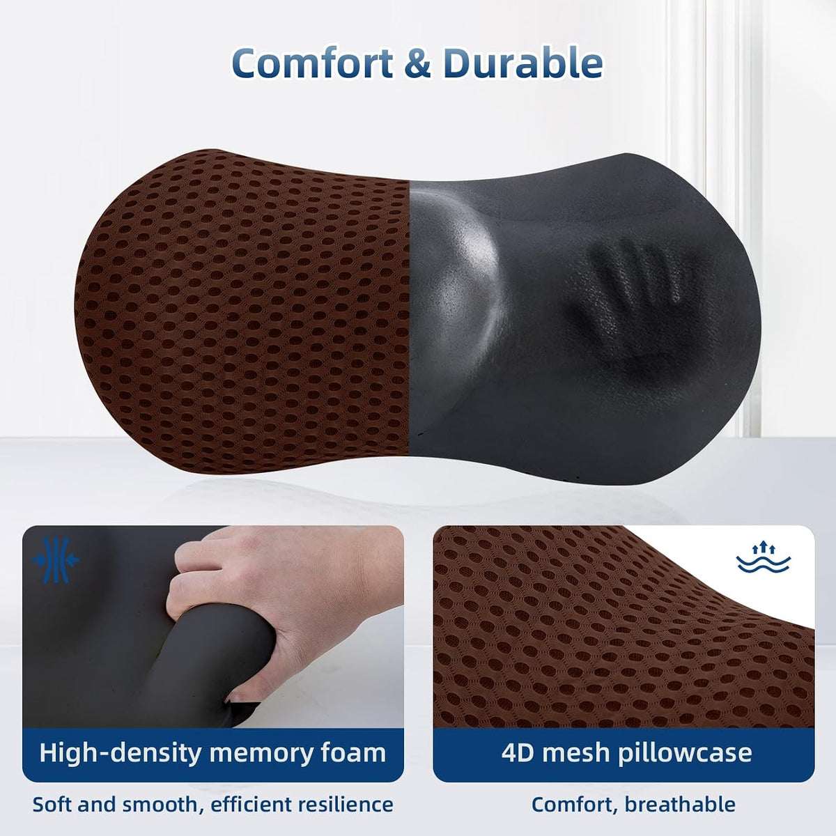 Lumbar Pillow, Memory Foam Lumbar Support Pillow for Office Chair and Car Seat, Ergonomic Streamline Back Pillow for Lower Back Pain Relief, Back Support Pillow for Sitting, Driving, Traveling