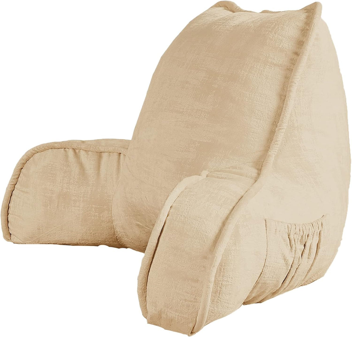 DIY Assembly Art Velvet Backrest Reading Bed Rest Pillow with Arms & Pockets, 18" H for Sitting in Bed Couch Sofa, Back Support Cushion with Removable Cover, 20"x18"x17", Aqua