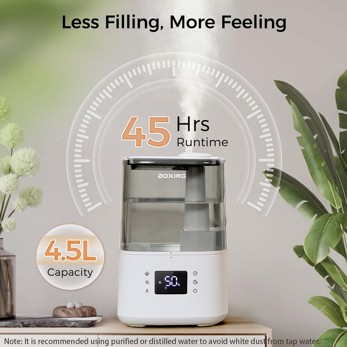 BOXING 4.5L Warm&Cool Mist Humidifier, Humidistat, Auto Mode, Remote,Timer