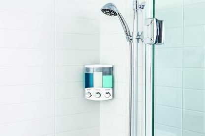 Better Living Products, White 76354 Euro Series TRIO 3-Chamber Soap and Shower Dispenser