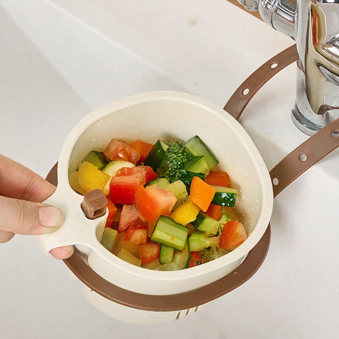 Hanging Sink Drain Basket,2026 New Cactus Kitchen Sink Strainer Basket,Self-Cleaning Faucet Hanging Filter Basket, Multifunctional Kitchen Sink Strainer Press Automatic Dumping Basket，Green
