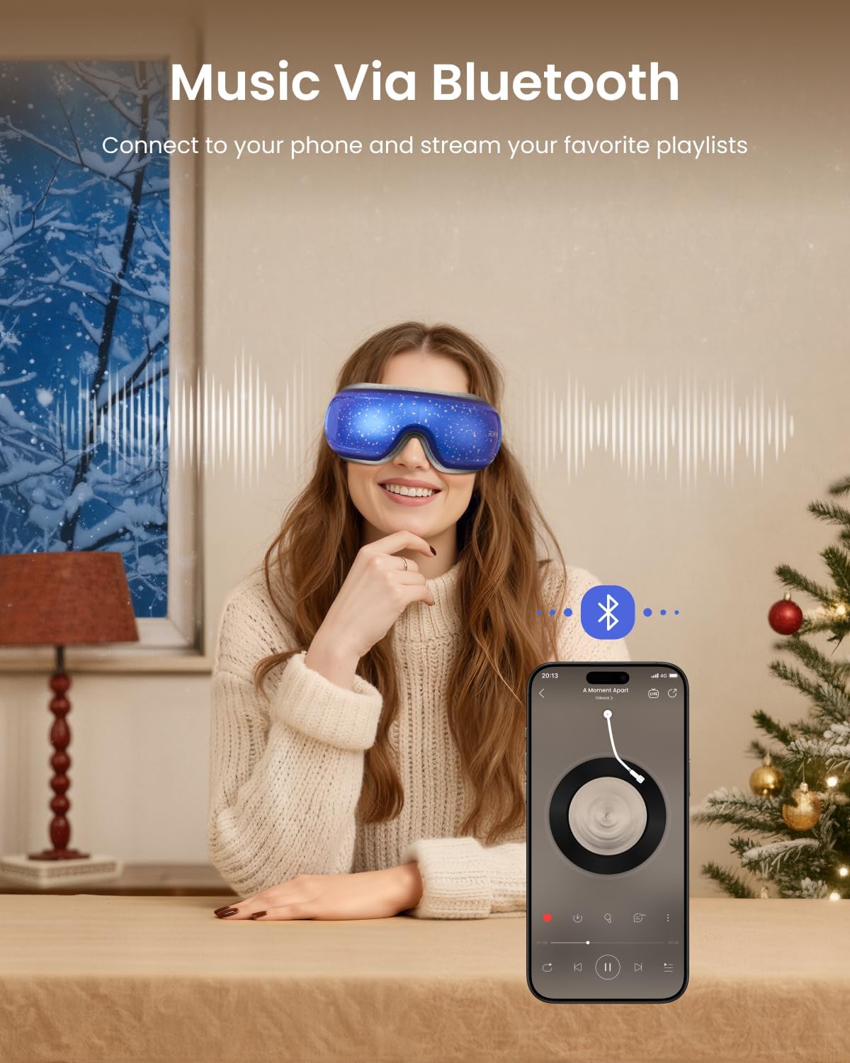 RENPHO Eyeris 3 Eye Massager with Heat and Cooling, Massaging Eye Mask | Voice Control, Vibration & Compression Massager for Dry Eyes & Head Tension, FSA Eligible HSA, Gifts for Women & Men