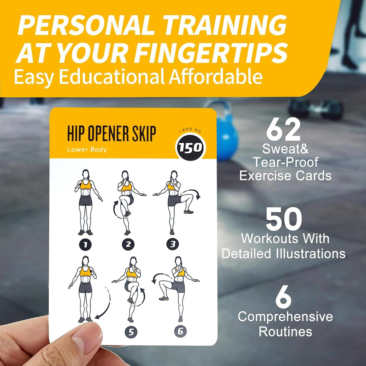 Half Balance Ball Workout Cards, 62 Exercises Cards Deck Large Size 5" x 3.5" Fitness Cards for Women & Men, Beginner Fitness Guide to Training Exercises at Home or Gym