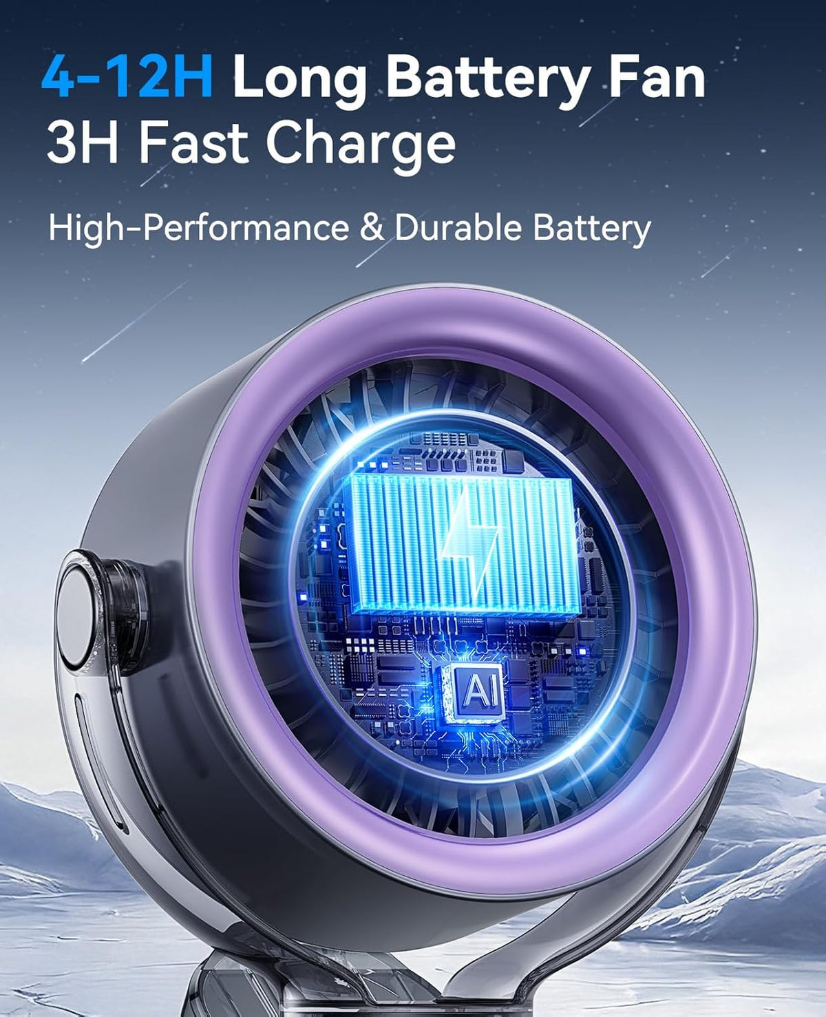 KIMMOO 4000mAh Rechargeable Portable Clip on Fan-100-Speed Touch Control, LED Display, 360° Rotate Quiet Turbo Desk Fan, Small Battery Operated USB Fan for Stroller Bed Travel Camping Golf Gym (White)