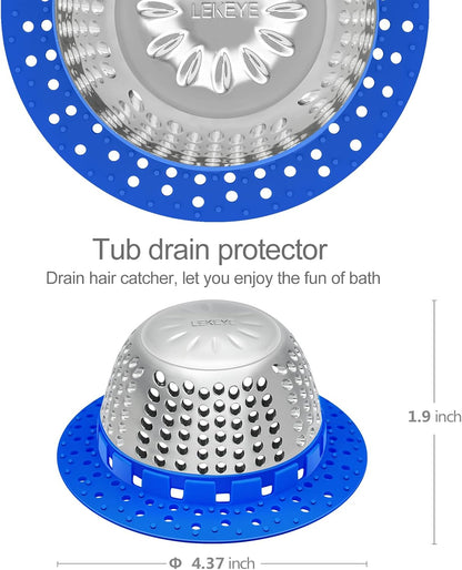 LEKEYE Drain Hair Catcher/Bathtub Drain Cover/Drain Protector for Pop-Up & Regular Drains(Patented Product)