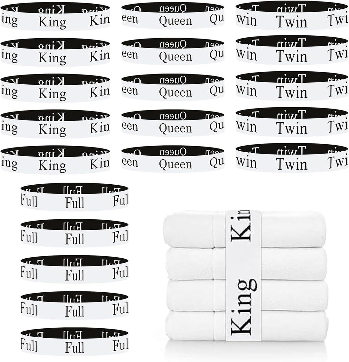 20 Pieces Bed Sheet Organizer Bands with Size Labels for Linen Storage