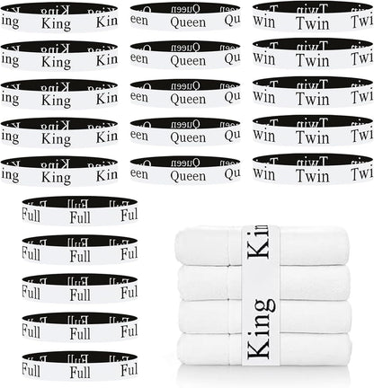 20 Pieces Bed Sheet Organizer Bands with Size Labels for Linen Storage