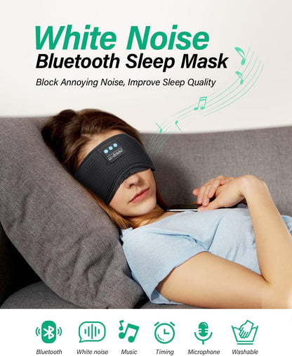 LC-dolida Sleep Headphones, White Noise Bluetooth Sleep Mask 3D Breathable Wireless Eye Mask for Timing, Sleep Mask with Bluetooth Headphones for Side Sleepers Travel Yoga, Cool Gadgets for Women Men