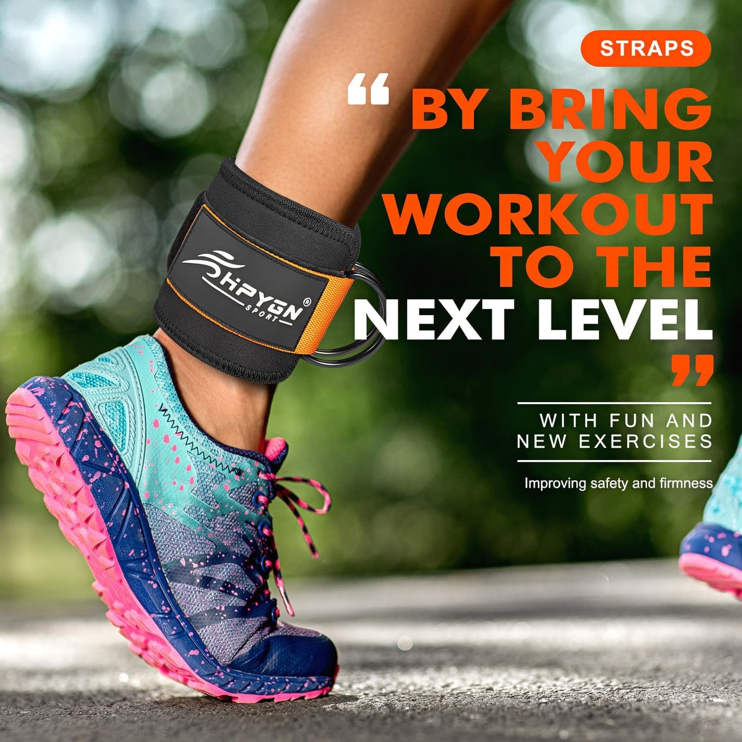 HPYGN Ankle Strap for Cable Machine, Padded Ankle Straps for Cable Machine Kickbacks, Glute Workouts, Leg Extensions, Curls, Booty Hip Abductors Exercise, Adjustable Comfort Ankle Cuff for Gym