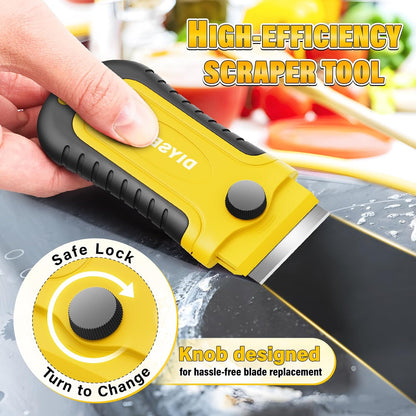 DIYSELF 1 Pack Razor Blade Scraper with 15 Extra Blades, Scraper Tool for Cleaning Window, Paint, Cooktop, Oven, Glass Stove Top Scraper, Razor Scraper with Buit-In Blade Storage | Razor Scraper for Cleaning Window, Paint, Cooktop, Oven, Glass Stove Top