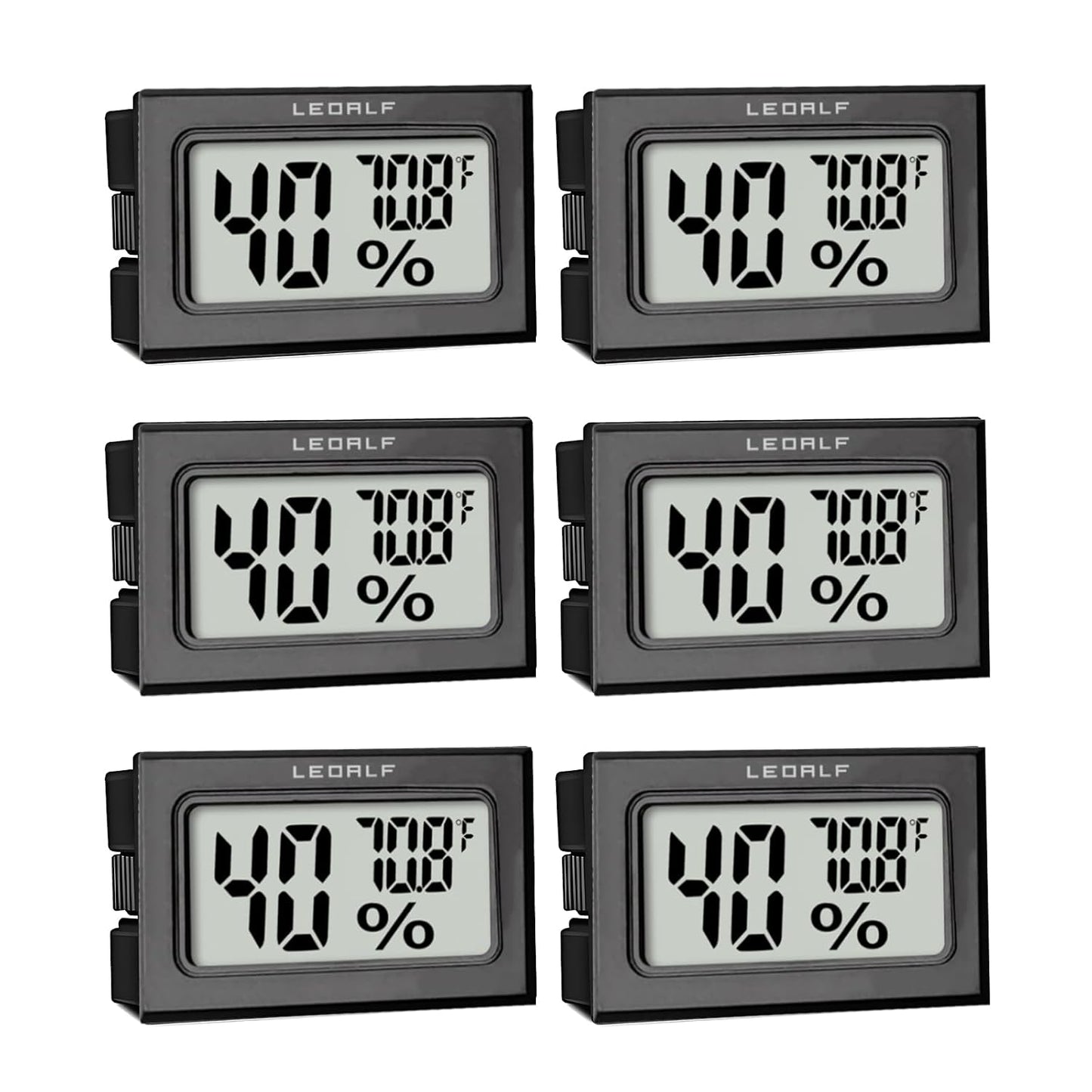 Mini Humidity Meter Hygrometer 6 Pack Room Thermometer Indoor Digital Temperature and Humidity Monitor (Black)