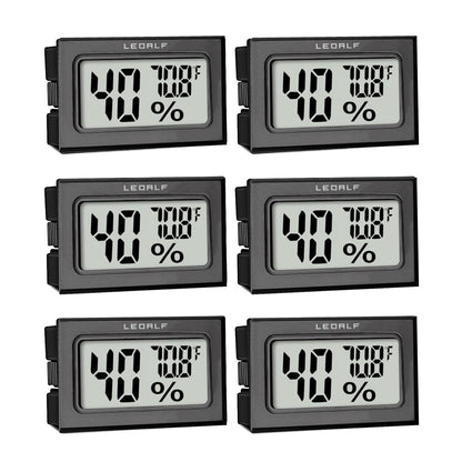 Mini Humidity Meter Hygrometer 6 Pack Room Thermometer Indoor Digital Temperature and Humidity Monitor (Black)