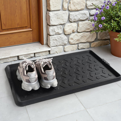 tchdio Durable Rubber Boot Tray and Shoe Mat for Entryway - Heavy Duty Waterproof Shoe Tray Organizer, Non Slip Boot Trays for Front Door, Entryway Muddy Shoes Storage, 16x27.5 Inches