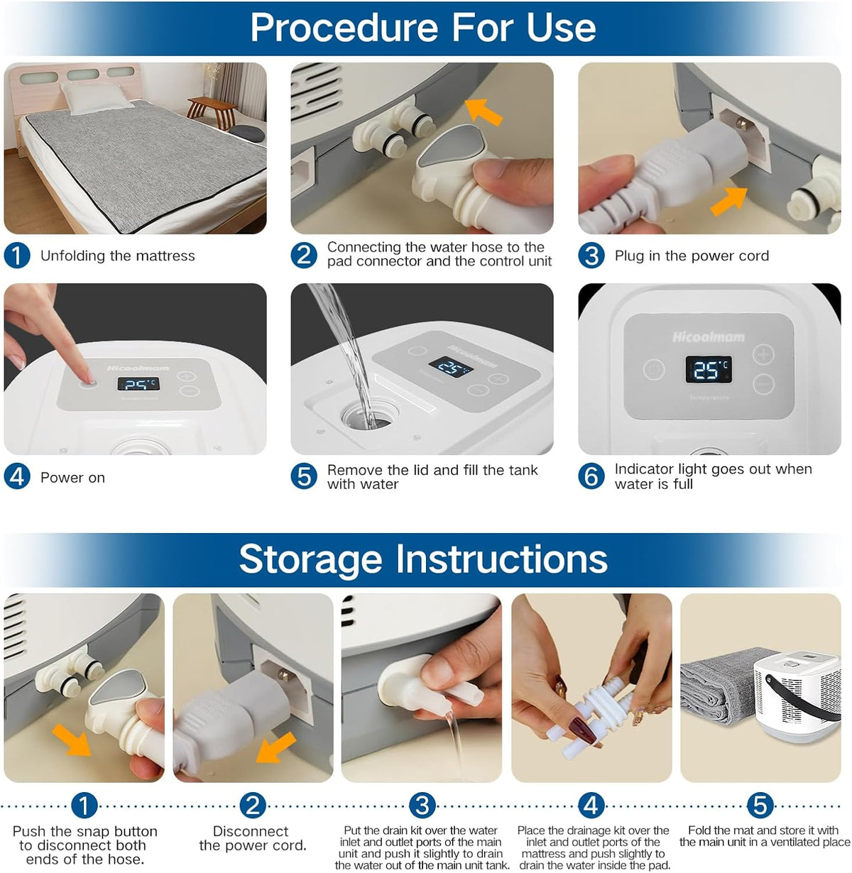 Comfort for Beds,Bed Water Cooling System with Portable Cooling Mattress & Heater(54°F-115°F), Quiet Operation,with Blankets Zone Any Size Bed，for Indoor