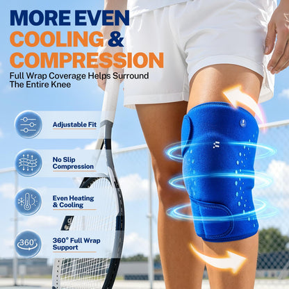 Knee Ice Pack Wrap, Long-Lasting Cold Compression for Knee Pain Relief | Thickened Gel, Stays Cold Longer, Soft After Freezing, Adjustable Fit, No Slip, Full Wrap cooling, Reusable Cold Hot Therapy