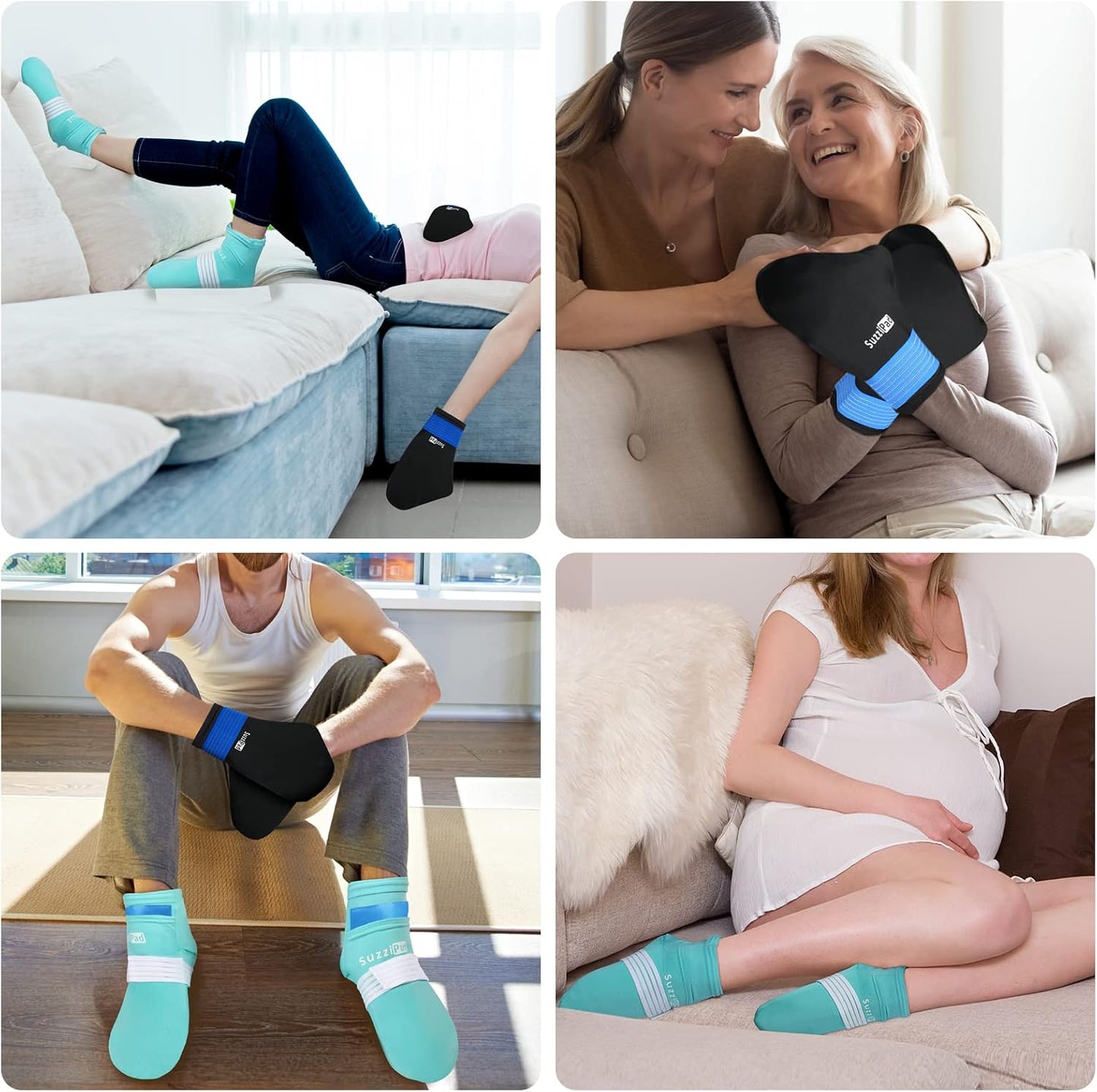 SuzziPad Cold Therapy Socks & Hand Ice Pack, Cooling Gloves for Chemotherapy, Chemo Care Package for Women and Men, S/M | Removable Gel Packs, Adjustable Straps, Dual-Layer Gloves & Foot Ice Pack Wraps For Chemo, Arthritis & Neuropathy Relief