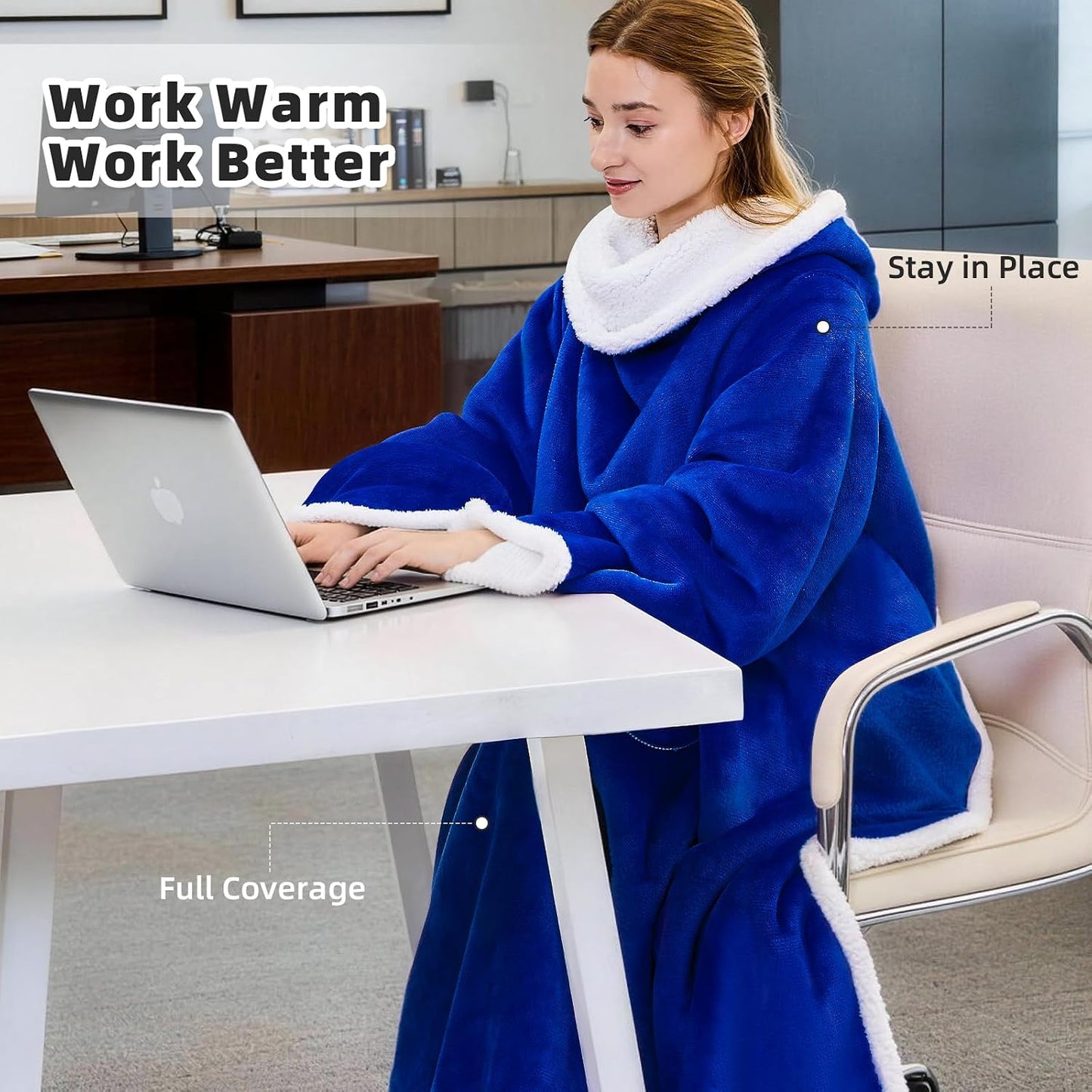 IFNOW Sherpa Wearable Blanket with Sleeves, Oversized Snuggle Robe, Purple | 430GSM Thick, 55x69", Big Pocket, TV Blanket,Fall Winter Dorm Essentials or Office, Christmas Birthday Gifts for Women Men