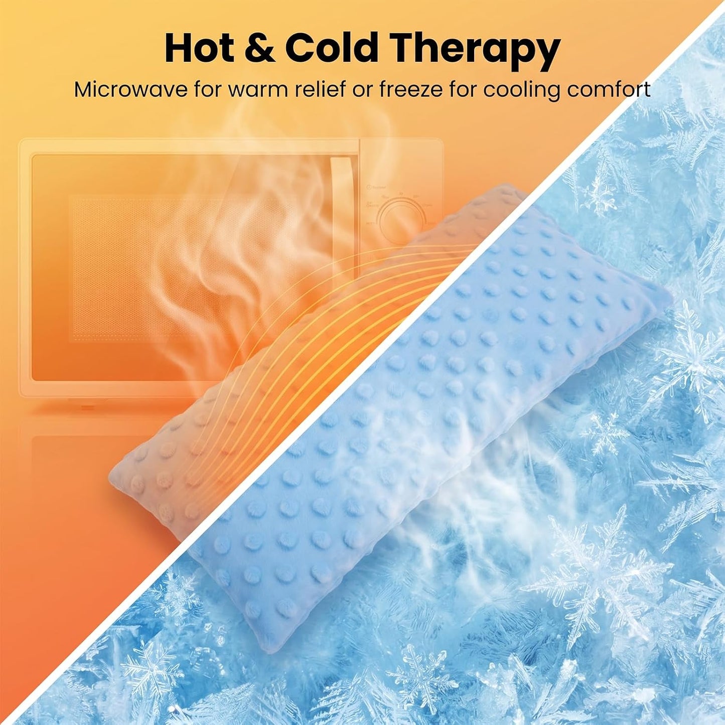 Microwavable Heating Pad with Washable Cover, Flaxseed Microwave Hot Pack, Moist Heat Compress Pillow for Hot & Cold Therapy, Non-Electric & Portable, 11.81 x 5.9 Inch
