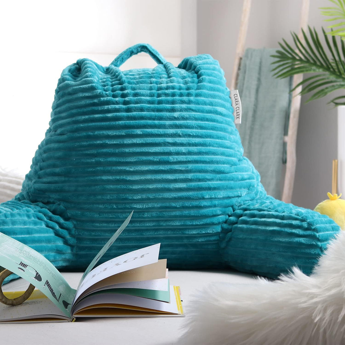 Clara Clark Reading Pillow for Bed Adult – Back Pillow for Sitting in Bed, Standard Bed Pillows for Sitting Up, Foam Chair Pillow, Sage Green Rest Pillow