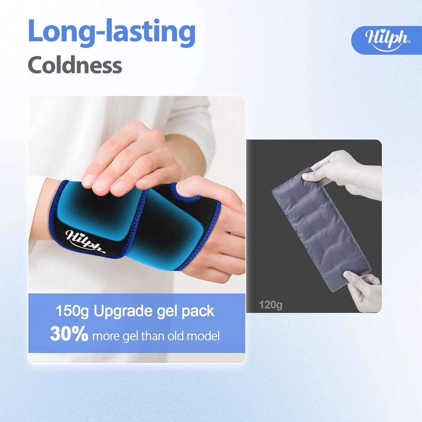 Hilph Wrist Ice Pack Wrap, Carpal Tunnel Relief Wrist Brace with Gel Pack | FSA Eligible HSA, Reusable Hot Cold Compress for Hand Injuries, Arthritis, Tendonitis, Surgery Recovery, Post-Workout, Blue