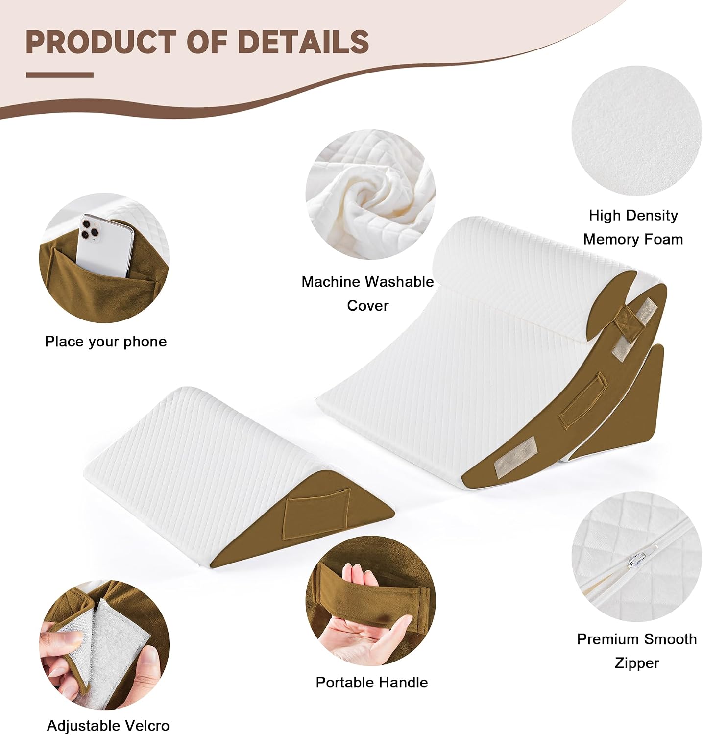 Yojoker Leg Elevation Pillows for Swelling, Memory Foam Wedge Pillow for Legs Blood Circulation, Leg Elevation Pillows for After Surgery, Knee Wedge Pillow for Sleeping Back Hip Ankles Relief