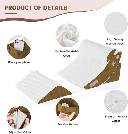 Yojoker Leg Elevation Pillows for Swelling, Memory Foam Wedge Pillow for Legs Blood Circulation, Leg Elevation Pillows for After Surgery, Knee Wedge Pillow for Sleeping Back Hip Ankles Relief
