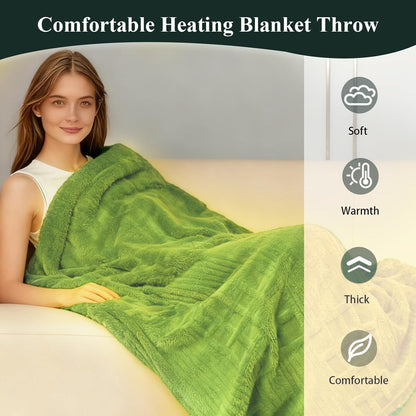 Heated Blanket Electric Throw, 50"X60" Heating Blanket Waffle with 12 Heat Levels, Fast Heating Blanket with 1-12H Timer, Overheat Protection with ETL & FCC for Bed Home Office Sofa (Light Gray）