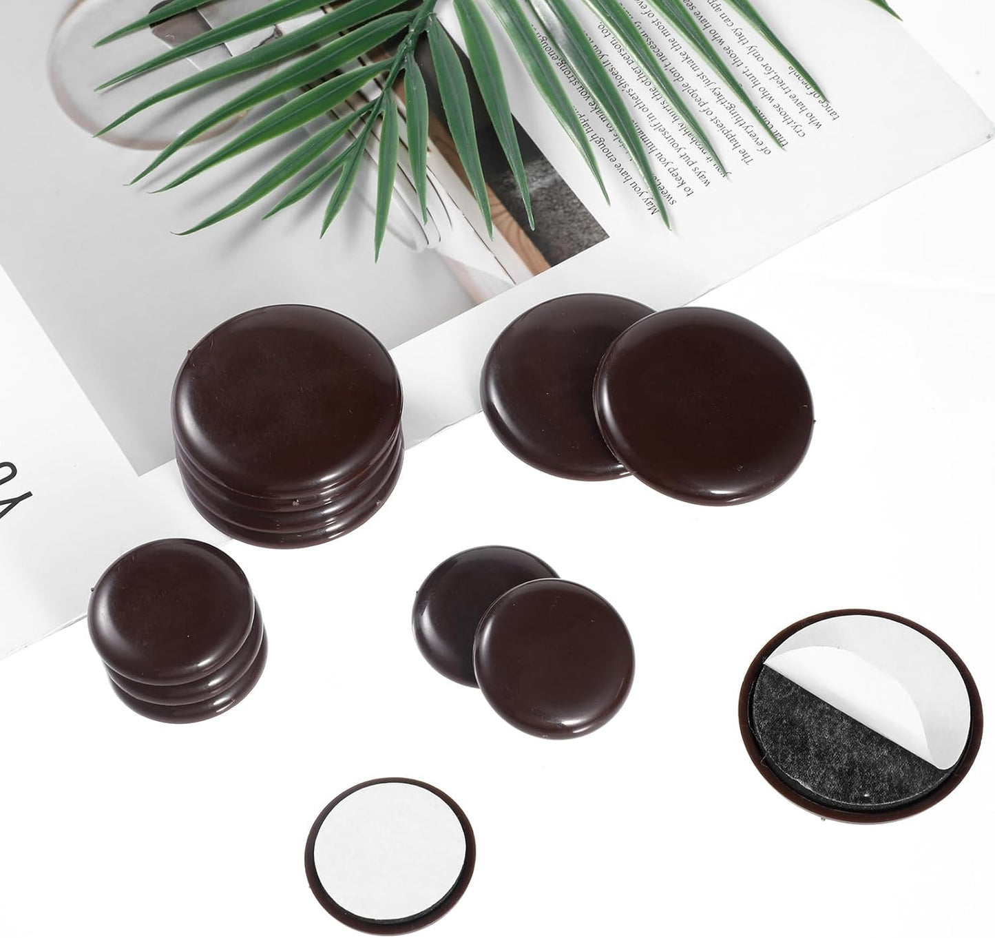 16pcs Furniture Sliders for Carpet 2 inches/1.2 inches Stick Furniture Sliders & Hardwood Floors Furnitures Moving Pads Self Adhesive Chair Gliders for Easy Moving on Carpet (Coffee)