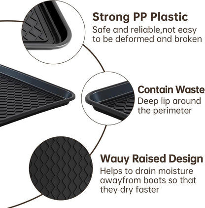 Boot Tray for Entryway, 3 Pack Waterproof Shoe Trays for Indoor Outdoor Use 20"x15" Durable Shoe Mat with Raised Edge, Non-Slip Tray for Boots, Pets, Garden & Muddy Shoes