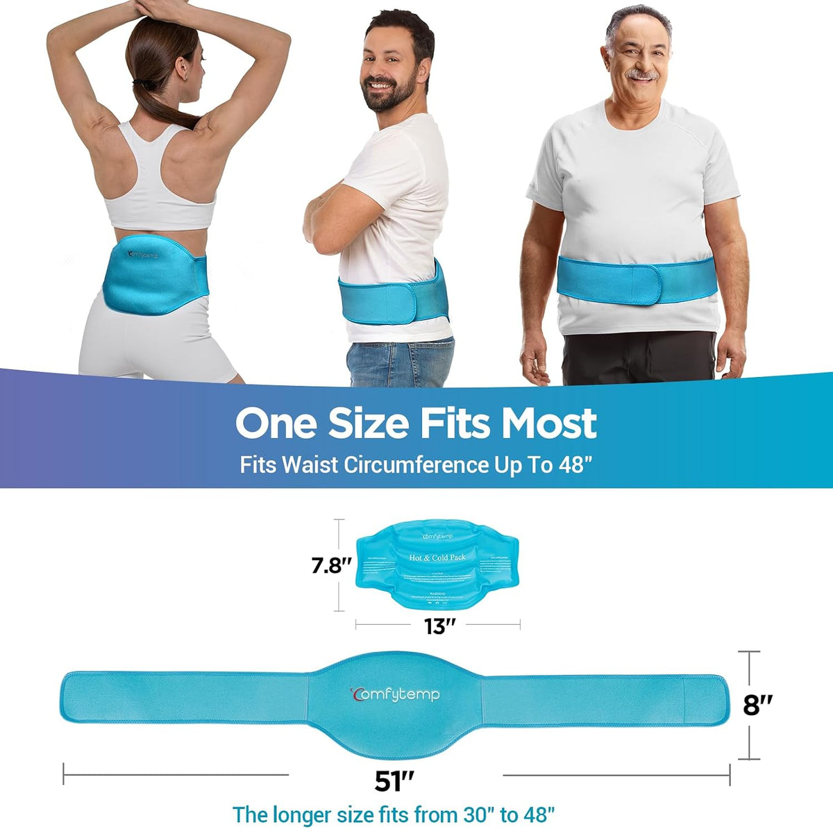 Comfytemp Ice Pack for Back Pain Relief, 2Pcs, Sciatica Ease Brace Reusable