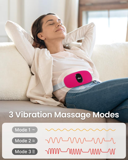 iDOO Portable Heating Pad for Period Cramps, FSA Eligible Item, Gifts for Women Girlfriend Mom Wife, Back Belly Heat Pad for Menstrual Pain Relief, with 3 Heat Levels 3 Massage | Back & Belly Wrap for Menstrual Cramps, 3 Heat Levels 3 Massage, FSA