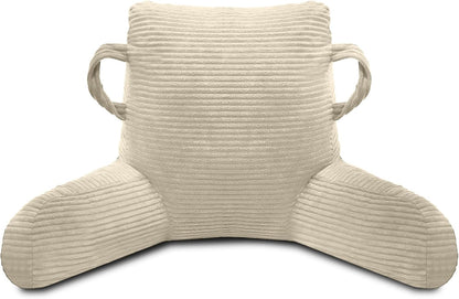 Reading Pillow for Sitting in Bed Adult, Memory Foam, Pockets | Shredded Memory Foam Backrest, Back Pillow with Arms and Pockets, Provide Comfort for Reading and Gaming in Bed, Black