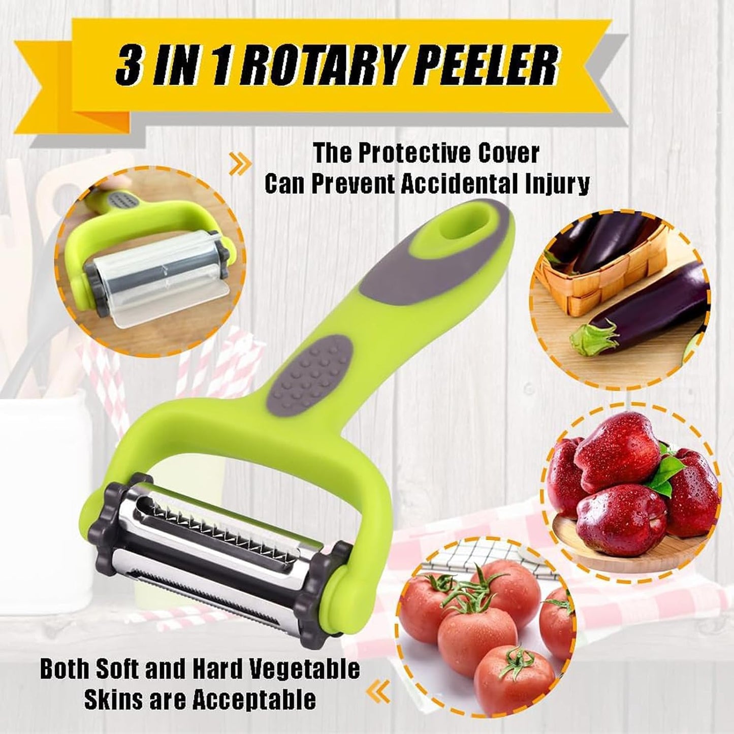 Potato Vegetable Peelers For Kitchen Non Slip Fruit Peeler Y Peeler 3 in 1 Rotatable Blade With Julienne Peeler