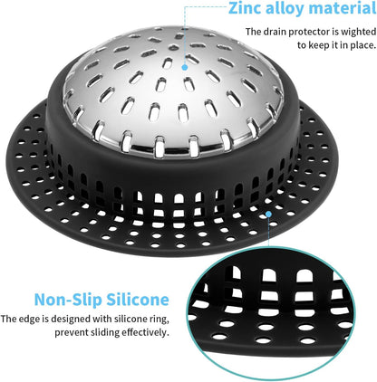 Aluvor Bathtub Drain Hair Catcher Shower Drain Cover Sink Drain Protector | Bathroom Sink & Bathtub Drain Strainer for Pop-Up & Regular Drains, grey