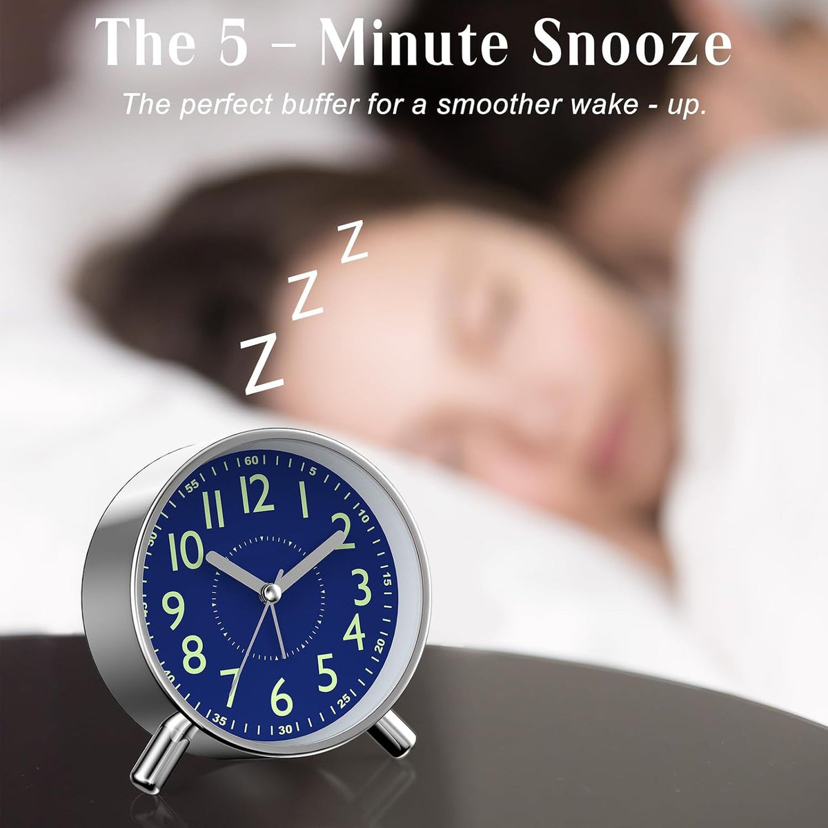 Analog Alarm Clock Night Ligh Battery Operated for Bedroom